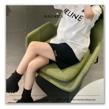 【NICE 歐美日韓代購】24SS CELINE 新款經典刺繡logo毛邊休閒短褲 五分褲 棉褲 破壞