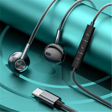 適用手機耳塞15平板type c接口半入耳式筆記本金屬Type-c有線耳機