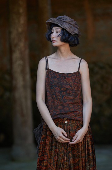 穗地花 復古文青 棉麻夏季無袖針織背心