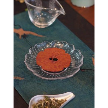 小雅瓷器家丨琉璃壺承杯墊 新中式葫蘆紋花瓣小茶盤茶具 直徑14cm