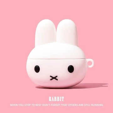 白色 米菲兔 矽膠殼 適用於 AirPods 4 保護殼 Pro2 保護套 AirPods 1 2 3 全包耳機殼