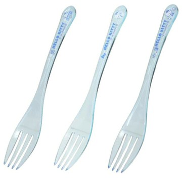 小禮堂 Sanrio 三麗鷗 Hello Kitty 壓克力叉子 (水藍透明款)