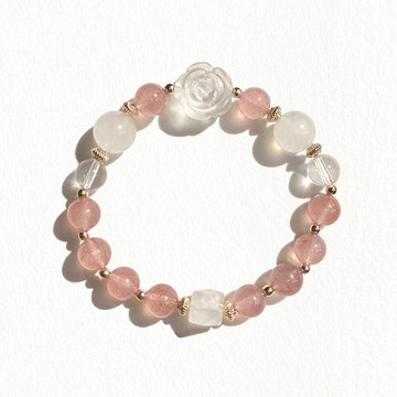 草莓晶・月光石・白水晶｜手鍊｜快速出貨｜桃花運、愛情守護、能量淨化｜台北現貨｜《涵秘Hami》