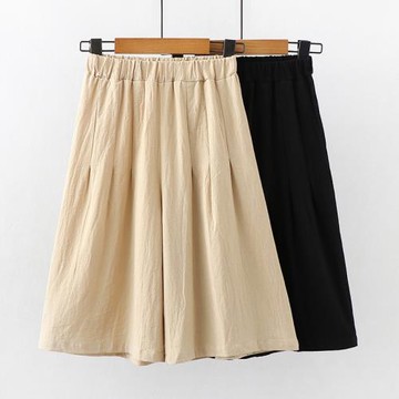 女童闊腿褲薄款兒童寬松休閑七分褲棉麻胖女孩中大童裙褲夏裝短褲