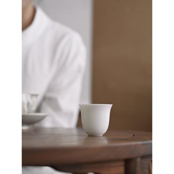 厚皿白瓷玉瓷巖茶聚香品茗杯陶瓷茶杯家用功夫茶具小容量單主人杯