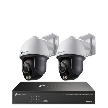 TP-Link 昌運監視器 組合 VIGI NVR1004H-4P 4路主機+C540S VIGI 4MP 戶外型 ColorPro 黑光夜視旋轉式監視器*2