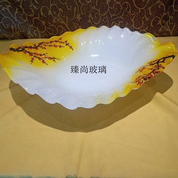 鋼化玻璃刺身盤梅花彩繪自助餐具涼菜盤果盤創意刺身盤干冰海鮮盤