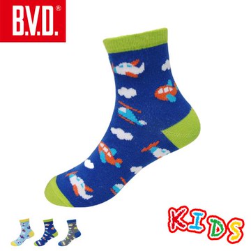 獨家特降【BVD】飛上雲端1/2童襪-深藍13-16cm(B327止滑 防滑 短筒 交通工具)