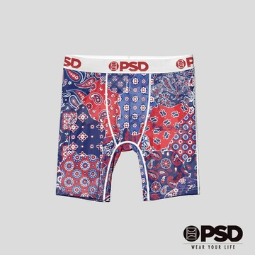 【PSD Underwear 官方旗艦店】BANDANA- 男童平口四角褲-佩斯利花紋-紅色
