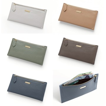 ANNA DOLLY 質感真皮拉鍊長夾 護照夾 支票夾(可放手機)