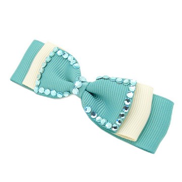 【Charme】日韓新品 水晶鑽蝴蝶結髮夾 湖水綠