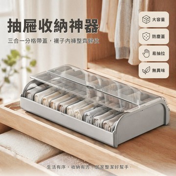 桃園出貨✨ 【新款】家用內衣收納盒 襪子內褲三合一 分格帶蓋收納神器