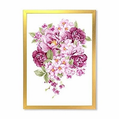 特別価格DesignQ Pink Retro Flowers Traditional Framed Wall Art好評販売中