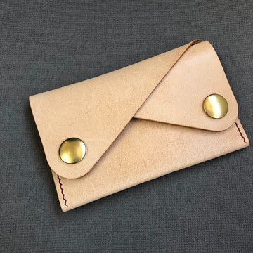 真皮雙層名片夾 手工皮件 縫線可選色