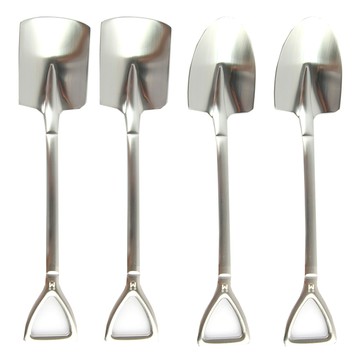 i-mate 霧面不鏽鋼鏟形甜點匙 方形鏟 2個 + 三角鏟 2個  1套  霧面處理