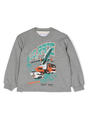 MYAR KIDS - graphic-print cotton sweatshirt - kids - Cotton - 10 yrs - Grey