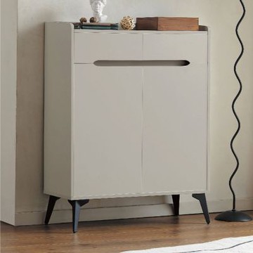 文創集 艾斯班2.7尺二門二抽灰色鞋櫃-80x32x103cm免組