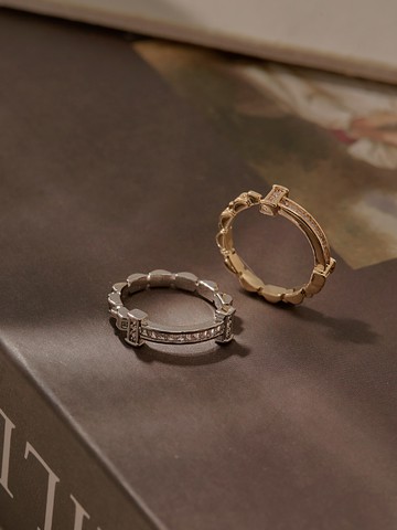 韓國選品．鑲嵌鋯石鎖鏈造型雙面尾戒