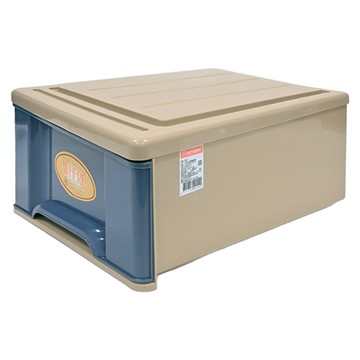 KEYWAY 聯府 大彩虹抽屜整理箱 35L  卡其色 + 藍色  530 x 400 x 257mm  1個