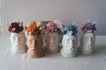 嘟嘴摩艾永生花 摩艾乾燥花 情人節花禮 畢業花禮