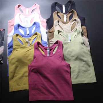 帶胸墊無袖背心女緊身顯瘦健身服透氣速干瑜伽服運動上衣健身衣春