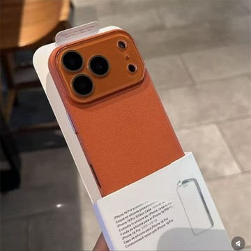 【薄過裸機】水晶鏡頭 純色荔枝紋 一體PC 防摔殼 用於iPhone17 i16 手機殼 i15 i14 i13 i12