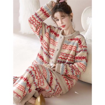 日系GP睡衣女秋冬季2025年珊瑚絨家居服可外穿恒溫保暖法蘭絨睡衣