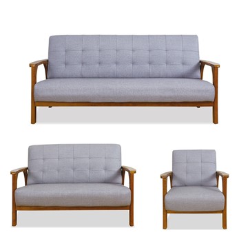 ASSARI-巴克1+2+3人貓抓皮實木沙發洗白苔綠6708