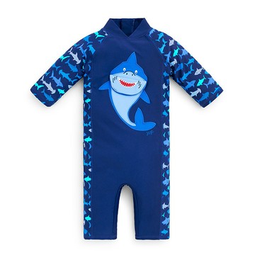 英國 JoJo Maman BeBe 嬰幼兒/兒童連身式防曬泳裝_鯊魚玩耍 (JJ-E1875)