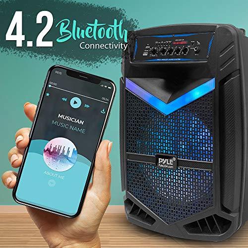 Pyle Portable Bluetooth PA Speaker System 600W Rechargeable Outdoor w Subwoofer Tweeter, Recording Fu