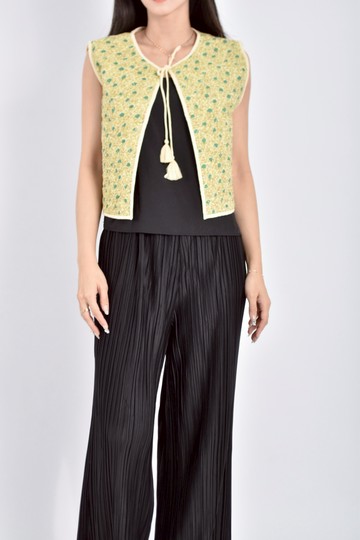 (M) ehka sopo碎花棉質純棉無袖黃色罩衫