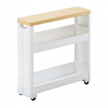 FUDOGIKEN 不動技研 細縫置物架  12.5 x 45 x 43cm  原木色 + 白色  1個