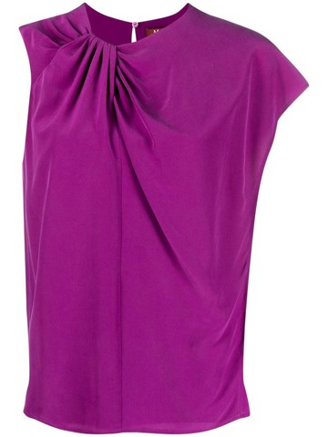 'S Max Mara - asymmetric-sleeve silk T-shirt - women - Silk - 46 - Purple