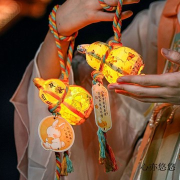 💗桃園出貨💗2026中秋节儿童手提发光灯笼葫芦成品幼儿园手工制作布艺新款花灯