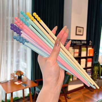 臺灣/現✨餐具 筷子 木筷 公筷 耐高溫新款創意糖豆合金筷子防黴防滑耐高溫一人一筷家用分餐餐具