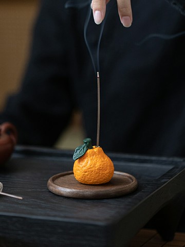 創意陶瓷丑橘線香爐 大吉大利家用室內香插香座 香托禪意茶室香薰爐【不二雜貨】