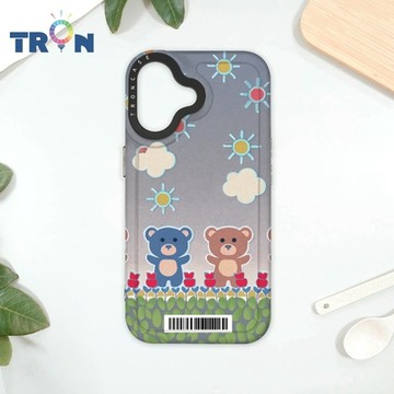 TRON IPhone 16 小熊與花系列 防摔太空載具殼 透黑 軟硬 手機殼