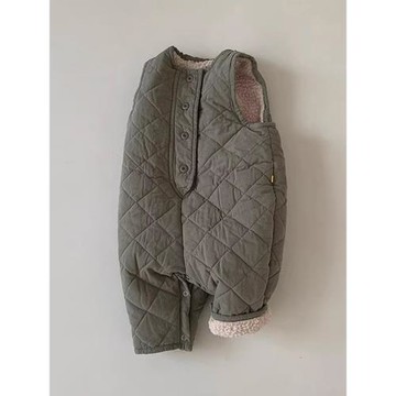 嬰幼兒夾棉連體衣外出服24冬裝新款小寶寶加絨加厚保暖背帶褲爬服