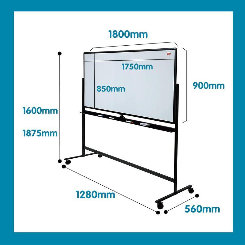 ホワイトボード脚付き white board ホワイトボード 両面 幅1800x高さ900 回転式 立てる 高さ調整 2段