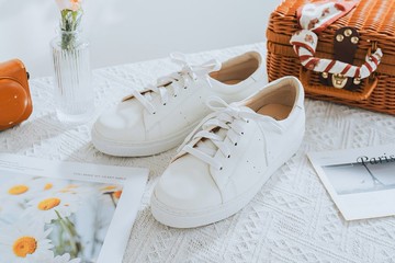 新品【特里爾】抗汙防潑水經典綁帶小白鞋_經典白 |手工訂製| MIT