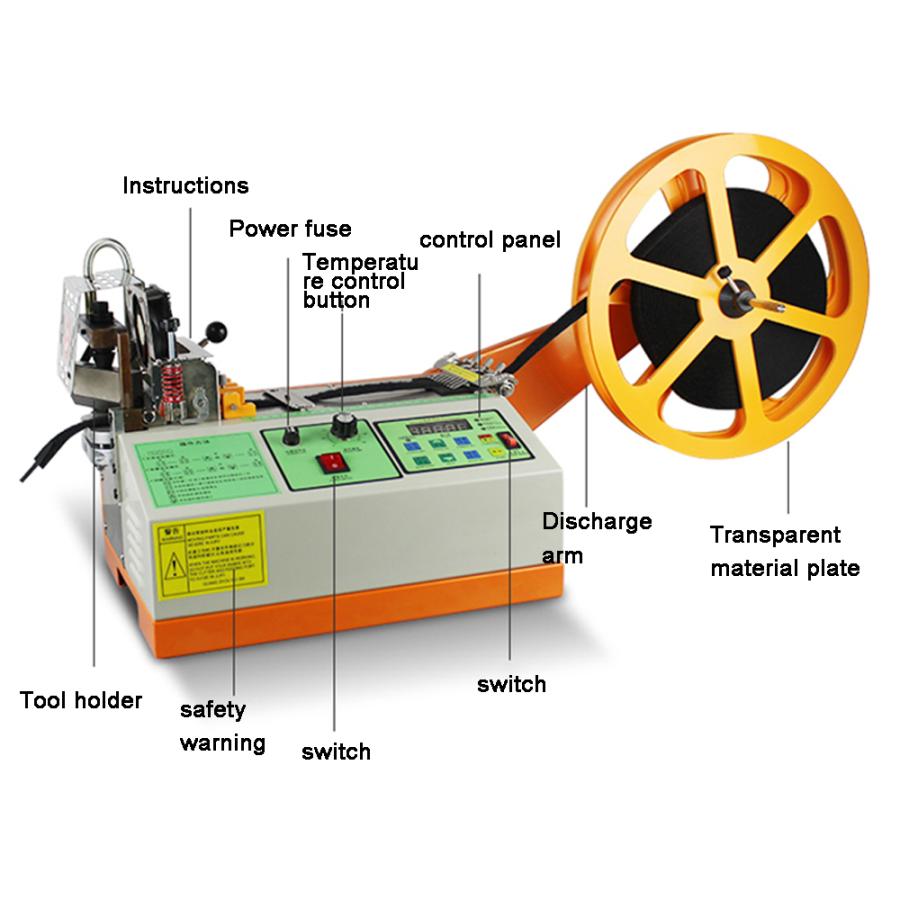 自動コンピュータの布テープ切断機ホットとコールドナイフマジックステッカーチューブジッパー熱収縮カッター切断機