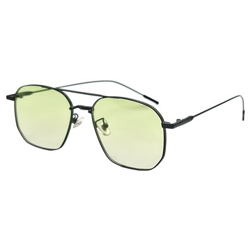 ALEGANT 歐美復古漸層雙樑設計偏光飛官墨鏡 UV400防護  萊姆綠  146mm