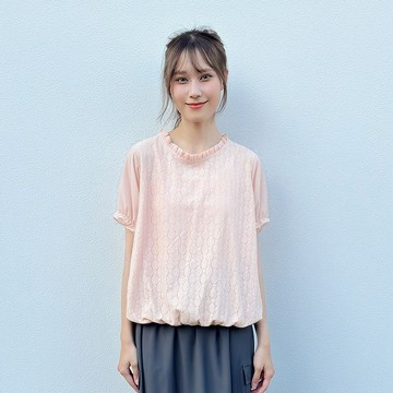 花木馬日系女裝小花波浪荷葉邊氣質收口上衣