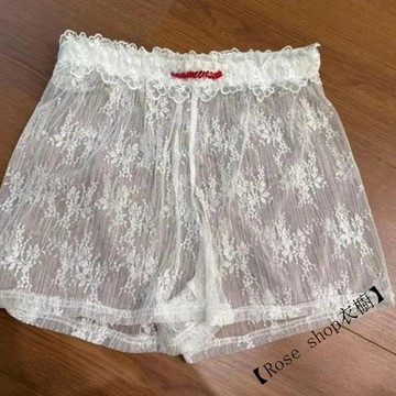 【臺灣出貨】🍉白色蕾絲繡花內搭打底褲夏新款顯瘦少女感穿搭小衆氛圍短褲ins潮 韓版短褲 運動短褲 休閒短褲 女生短褲