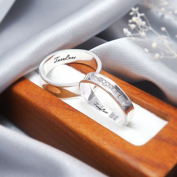 純銀可刻字 情侶對戒組 閃耀內弧 情侶戒指 客製化訂製