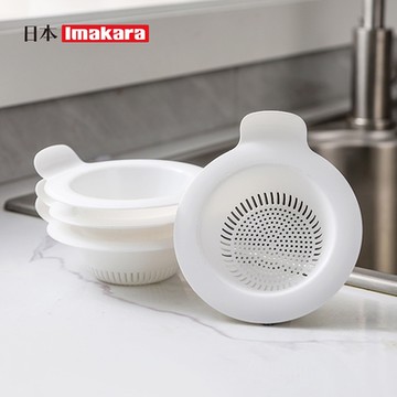 日本Imakara 水槽用廚餘菜渣過濾網籃附小提把(5入裝)