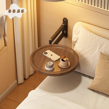 【臺灣公司 可打統編】免運 壁掛桌 折疊桌 卧室床头柜家用打孔小型收纳折叠床头置物架边几悬空墙上圆形桌子 可開發票 全館五折 工廠現貨直銷 新品特價 m10023