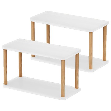 小麥購物 c379木質收納架 白色 雙層桌面收納 書桌置物架  2個