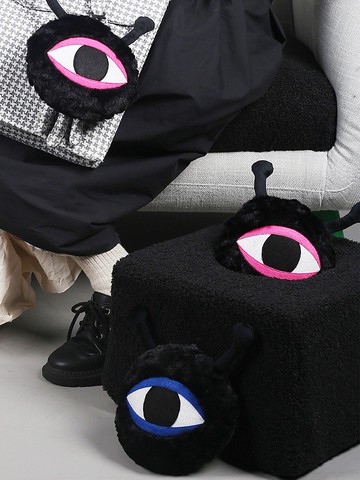 織布云麻麻原創毛絨可愛眼睛包包掛件車載客廳床上擺件小玩偶y278