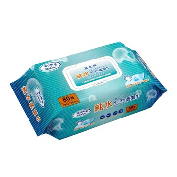 加厚型 易立爽 純水99.9%柔濕巾加厚加蓋型80抽/12包/2箱(共24包)